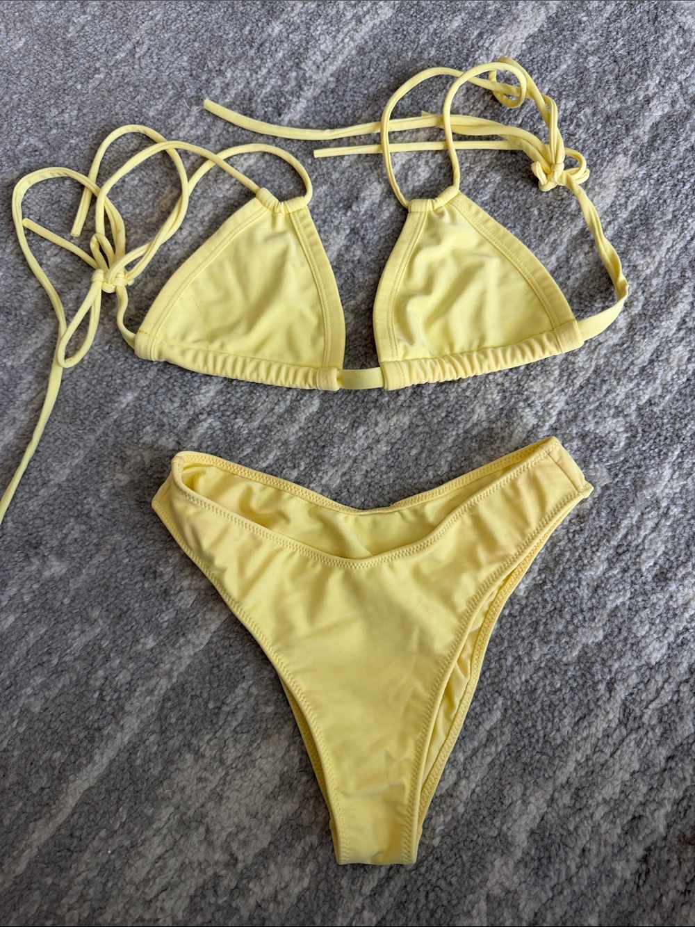 Montce Light Yellow Triangle String Bikini Set - Picture 2 of 2